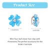 10 Pcs Small Flower Hair Clips with Rhinestone Mini Clover Cute Hair Pins Wedding Bridal Hair Accessories Decorative for Fine Hair Barrettes for Girls Women(Blue)
