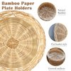 Cheardia 8 Pack Bamboo Paper Plate Holders, 10 Inches Reusable Wicker Charger Plates for Dinner Plates Natural Hand Woven Wicker Paper Plate Baskets for Home Party Daily Dinning Picnic