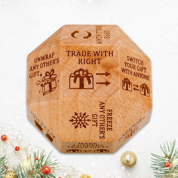 Santa Swap Gift Exchange Dice, Gift Exchange Dice, Christmas Games for Family Party, Christmas Party Gifts Exchange Game, Exchange,1.4 Inch Wood Dice, Christmas Group Party Game 1PCS