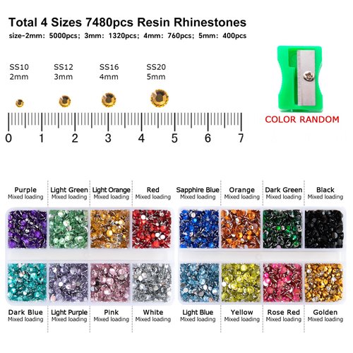 10400PCS Rhinestones, QPRETTY DU Jelly Resin Rhinestones for Crafts, Flatback Non-Hotfix Crystals DIY Nails Gemstone with Tweezer & Picker Pen
