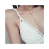 Kercisbeauty Pearl Y Necklce for Women Wedding or Evening Party Gift Her Jewelry Silver Necklace with Rhinestones Tassels
