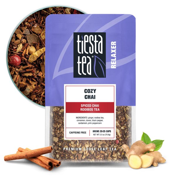 Tiesta Tea - Cozy Chai | Spiced Chai Rooibos Tea | Premium Loose Leaf Tea Blend | Caffeine Free Herbal Tea | Make Hot or Iced & Up to 25 Cups - 2.5 oz Resealable Pouch