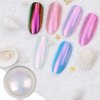 2Boxes Mirror Neon Aurora Nail Art Glitter Powders Mermaid Chrome Pigment Dust 0.3g Manicure DIY Nail Art Decoration Sponge Stick Dip Powder Nail Art Chrome Pigment (Aurora Powder)