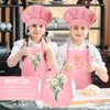 BOUBONI Kids Apron and Chef Hat Set Adjustable Child Art Aprons with 2 Pockets Toddler Chef Hat and Apron for Cooking Baking Painting (Pink)