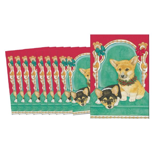 Pipsqueak Corgi Christmas Cards : 10 Holiday Cards with Red Envelopes - ADORABLE!