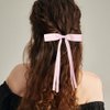 Parcce 4 PCS Pink Hair Ribbon Bows For Hair Clips With Long Tail for Women Girl Teens Kids, Solid Holder Fashion Bow Bowknot Hair Accessories Headwear Barrettes Claw(Pink&White)