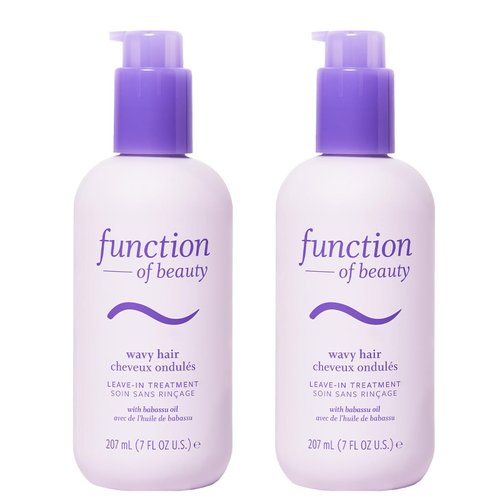 FUNCTION OF BEAUTY Wavy Hair Leave In Conditioner Treatment Base, 7 oz Each (2-Pack) - Sulfate-Free, Provides Wave Definition, Glossy Shine and Smooths Dry Ends