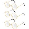 Frienda 3 Pairs Old Man Costume Glasses Santa Glasses Gold Round Glasses Clear Lens Glasses for Men Women Christmas Dress Up Accessories