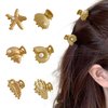 FRDTLUTHW 6PCS Mini Metal Hair Claw Clips for Thin Hair,Gold Hair Jaw Clamps,Beach Essentials,Strong Hold Non-slip Sea Shell and Halloween Small Hair Barrettes,Cute Hair Accessories for Women(Gold)