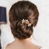 Unicra Wedding Hair Pins Flower Hairpins Hair Set Leaf Jewelry Decorative Bridal Hair Accessories for Women and Girls Pack of 3 (Gold)