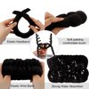 SuPoo 4pcs Face Wash Headband and Wristband Set Black Sponge Makeup Headband Puffy Skincare Headband Terry Cloth Spa Headband Cute Wrist Towels Hair Band for Washing Face Accessory with Claw Clips