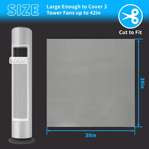 Air Jade Tower Fan Air Filter Screen, Reusable & Washable Micro Mesh Filter for Tower Fans, Easy Cut to Fit, Cover 3 Tower Fans Up to 42", Filter Air Dust, Easy Air Flow, White