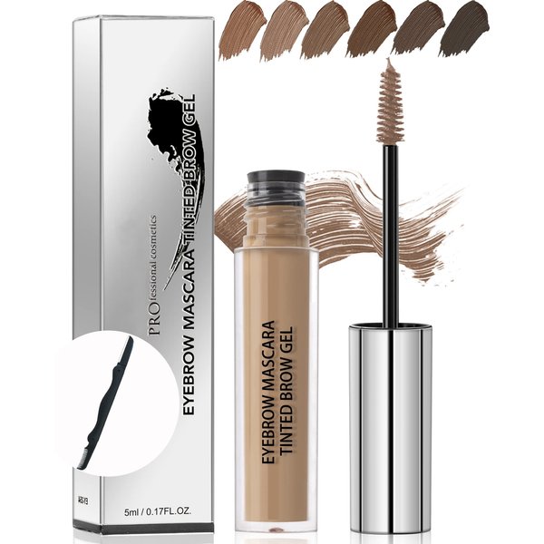 Waterproof Tinted Brow Gel- Long Lasting SmudgeProof Liquid Eyebrow Makeup, Eyebrow Mascara Tinted Brow Glue, Eye Brow Filler, Volumizing Enhance Brow Mascara,With Brow Razor,Gift for Women- 03Brown