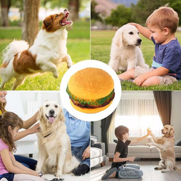Galepromot 2 Pcs Bite-Resistant Dog Toys Squeaky Chewing Toys Tooth Cleaning Dog Supplies, Golden Retriever Teddy Pets, etc, Dog Training, Sofa Damage Prevention, Hamburger Pet Toys, Dog Squeak Toys