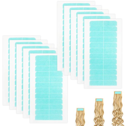 240 Pieces Hair Extension Tape, Hair Extensions Replacement Tape, Wig Tape Invisible Waterproof, Double Sided Replacement Adhesive Tapes for Human Hair Extensions No Residue