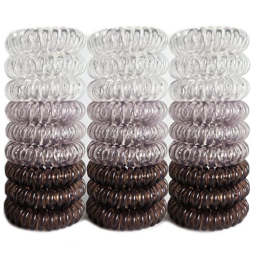 Reazana 27 Pieces Spiral Hair Ties No Crease Coil Hair Ties Phone Cord Hair Ties Waterproof Elastic Hair Bands Traceless Ponytail Holder Coils 1.6inch(4cm) for Women and Girls (Ombre Gray)
