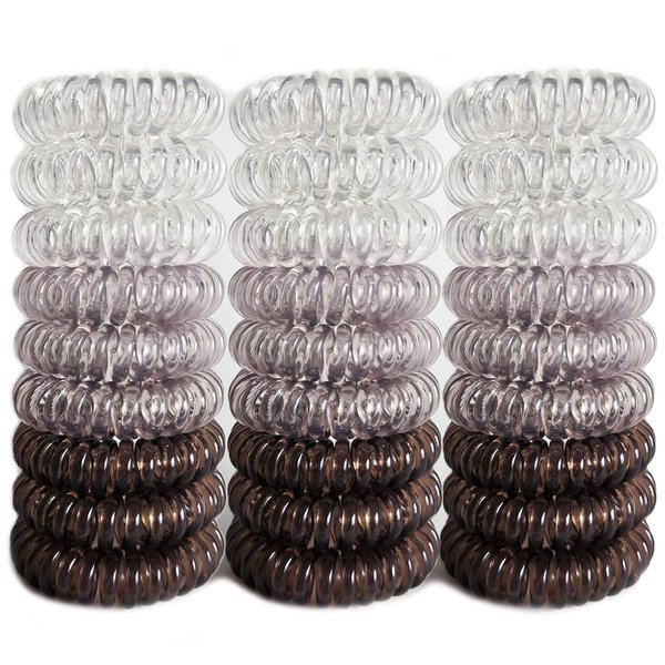 Reazana 27 Pieces Spiral Hair Ties No Crease Coil Hair Ties Phone Cord Hair Ties Waterproof Elastic Hair Bands Traceless Ponytail Holder Coils 1.6inch(4cm) for Women and Girls (Ombre Gray)