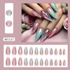 Press on Nails Medium Length Almond False Nails Gradient Cat Eye Fake Nails Artificial Acrylic Nails Fashion Charm Stick on Nails Full Cover Glossy Reusable Coffin Nails Glue on Nails for Women