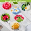 Punch Needle Coasters Kit 6 Pattern Embroidery Punch Needle Kits Adults Beginner Coasters Tufted Car Coasters DIY Rug Drink Coasters with Adhesive Felt Yarns Hoop Tools Kids Starter Crafts