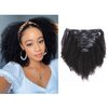 Afro Kinky Curly Clip in Human Remy Hair Extensions Brazilian Curly Clips Hair Extensions 4B 4C 8A Virgin Thick Natural Black Color Clip on For Black Women 10-22 inch (10 inch, AC #1B)