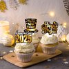 2025 New Years Eve Party Cupcake Toppers 48pcs Happy New Year Party Decoration 2025 Black and Gold New Years Cupcake Picks Decorations for 2025 New Years Eve Party Supplies