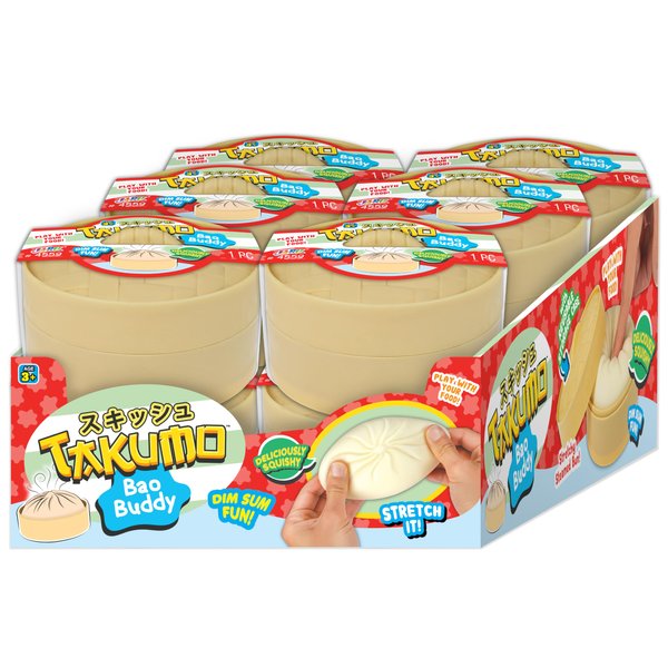 JA-RU Takumo Dumpling Squishy Stress Ball (1 Unit) Dough Ball Fidget Toy for Kids. Stress Relief Squeeze Ball. Squishy Bun in Steamer Sensory Toy. 4559-1