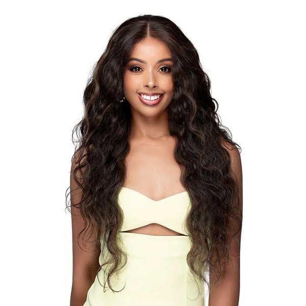 BOBBI BOSS Human Hair Blend HD Lace Frontal Wig Miss Origin 13X4 Full Hand-Tied Lace FLB001 Raven (Medium Brown 4)