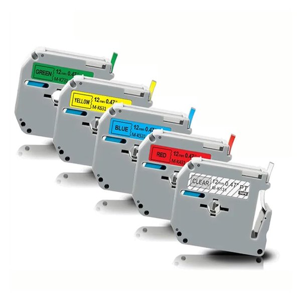 5 Pack Color M Tape M-K131 MK431 MK531 MK631 MK731 Tape 12mm Multicolored Label Tape Compatible with .47 Inch Tape for P Touch Label Maker PTM95 PT-90 PT-80 PT-70 PT-65 PT-45M