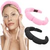 Amariver Spa Headbands for Women Skincare Headband for Washing Face Make Up Headband Face Wash Hair Band Terry Cloth Headband Pink Black Puffy Face Wash Headbands for Women Girls