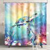 Blue Ocean Shower Curtain Teal Sea Turtle Shower Curtains for Bathroom, Waterproof Fabric Shower Curtain Set with Hooks, Nautical Coastal Navy Beach Shower Curtains Ocean Bathroom Decor, 72x72 In
