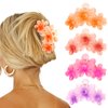 WHAVEL 4PCS Hawaiian Flower Hair Clips Hibiscus Flower Claw Clips for Thick Hair Cute Hair Clips Kawaii Beach Flower Hair Accessories for Women Summer Hawaii