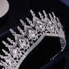 Kamirola Silver Baroque Big Wedding Crown Bridal Headpiece Water Drop Rhinestone Crystal Diadem Queen Crown Princess Tiaras Hair Jewelry For Womens