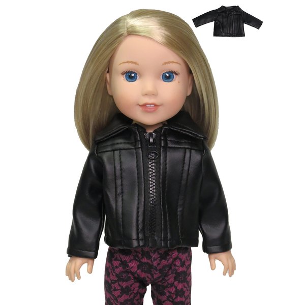 American Fashion World Leather Jacket for 14-Inch Dolls | Premium Quality & Trendy Design | Dolls Clothes | Outfit Fashions for Dolls for Popular Brands