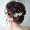 Foyte Crystal Wedding Hair Comb Rhinestone Bride headpiece Silver Butterfly hair piece Leaf Side Hair Combs for Women and Girls