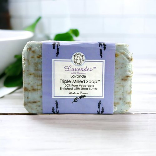 Trader Joe's Lavender with Flowers Lavande Tripple Milled Soap 100% Pure Vegetable Oil with Shea Butter (Case of 2)