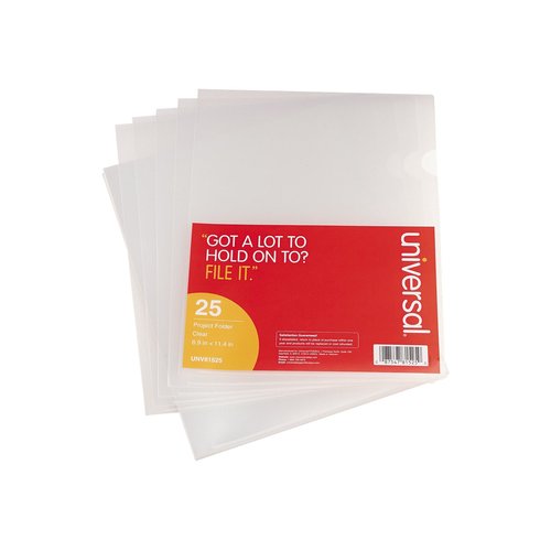 Universal 81525 Project Folders, Jacket, Poly, Letter, Clear, 25/Pack