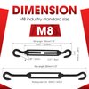 2PCS M8 Premium Stainless Steel Hook & Hook Turnbuckle, Black Turnbuckle for Wire Rope Tension, Shade Sail Hardware, Sun Shade Tent Installation