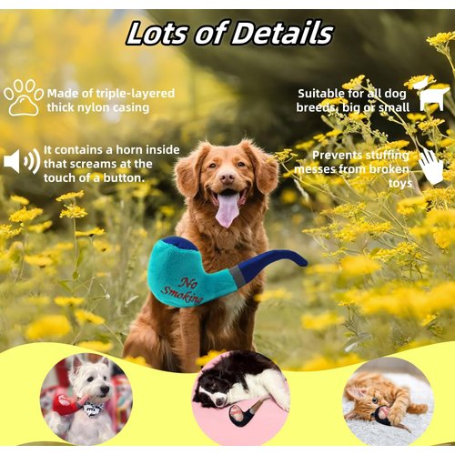 Dog Toys Squeaky Plush Toy Dog Chew Toy Dog Molar Teeth Cleaning Interactive Soft Dog Stuffed Toy Tobacco Pipe Pattern
