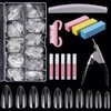 513Pcs Acrylic Nail Kit - 500Pcs Almond Clear Nail Tips with 5Pcs Nail Glues, 3Pcs Sponge Nail Files, 3Pcs 100/180 Grit Nail Files, Nail Clippers, Dust Brush