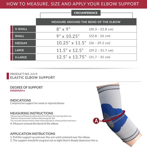 OTC Elastic Elbow Support Sleeve, Compression Brace for Elbow and Arm Pain, Medium