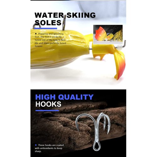 CREEYA 1piece 3D Duck Topwater Fishing Lure Yellow Duckling Floating Artificial Bait Plopping and Splashing Feet Hard Fishing Tackle Geer 12cm 28g