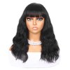 Lady Hanne Human Hair Wigs Natural Wave Human Hair Wig with Bangs for Black Women 16 inches None Lace Front Wear and Go Glueless Human Hair Wig