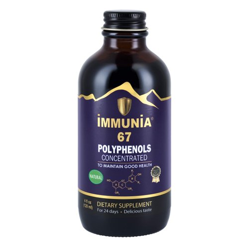 Immunia 67 polyphenols. Elderberry Concentrate with Wild Blueberry. Antioxidant Supplement. Concentrate of 67 polyphenols (Anthocyanins, Quercetins, Resveratrols, etc.) 24 Days/Bottle (1-Pack)