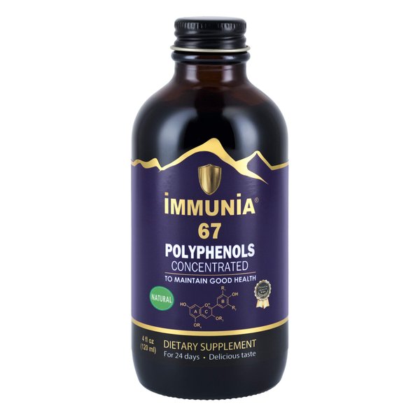 Immunia 67 polyphenols. Elderberry Concentrate with Wild Blueberry. Antioxidant Supplement. Concentrate of 67 polyphenols (Anthocyanins, Quercetins, Resveratrols, etc.) 24 Days/Bottle (1-Pack)