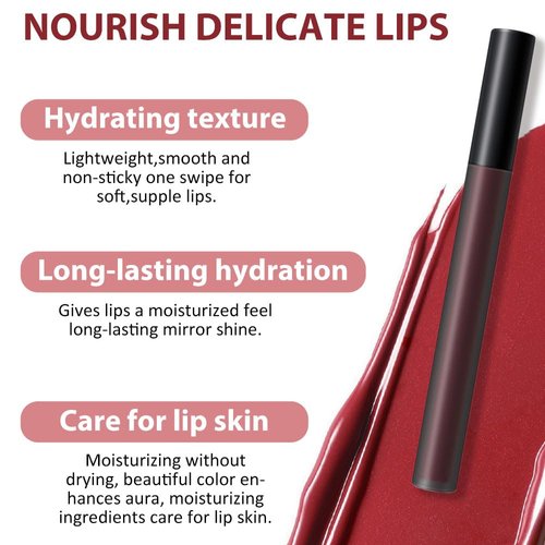 BINGBRUSH 2 Pcs Moisturizing and Silky Velvet Lipgloss Set, Matte Longwear Waterproof Smooth Lipstick for Makeup Collection - Nourishing Lipstick Lipgloss Lip Stain (set01)