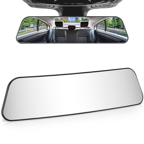 JOYTUTUS Rear View Mirror, 12 Inch Panoramic Rearview Mirror, Interior Clip-on Wide Angle Convex Universal Rear View Mirror to Reduce Blind Spot Effectively for More Car SUV Trucks -Clear