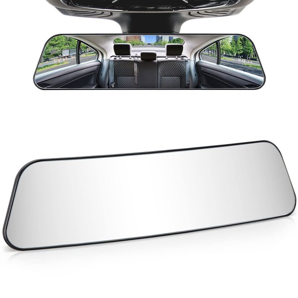 JOYTUTUS Rear View Mirror, 12 Inch Panoramic Rearview Mirror, Interior Clip-on Wide Angle Convex Universal Rear View Mirror to Reduce Blind Spot Effectively for More Car SUV Trucks -Clear