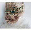 BERYUAN Women Bridal Teardrop Emerald Green Crystal Hair Comb Wedding Hair Accessory Rhinestone Hair Piece Gift for Her Party Headress for Bride Bridesmaid Girls(Gold)
