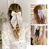 8Pcs Rhinestone Tulle Layered Hair Bows for Women Girls 5.3 Inch Barrette Hair Clip Long Gauze Bows French Style Hair Accessories (Small tulle bow)