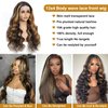 Yunwujie Ombre Highlight Lace Front Wigs Human Hair Colored 1B/30 Honey Blonde Glueless Pre Plucked Wigs Human Hair 13x4 Lace Wigs Human Hair For Women 180% Density 24inch